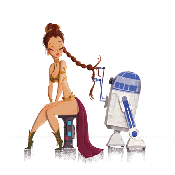 Princess Leia & R2D2 - Star Wars Print picture